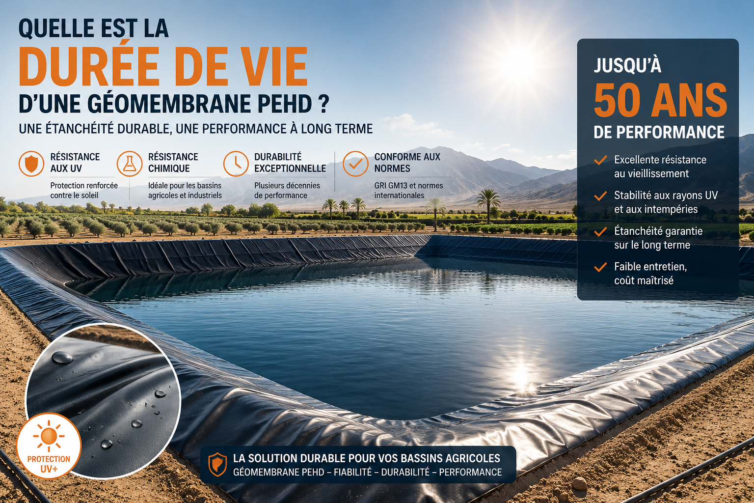 Durée de vie d'une géomembrane PEHD au Maroc. Explications par TEMAGRI