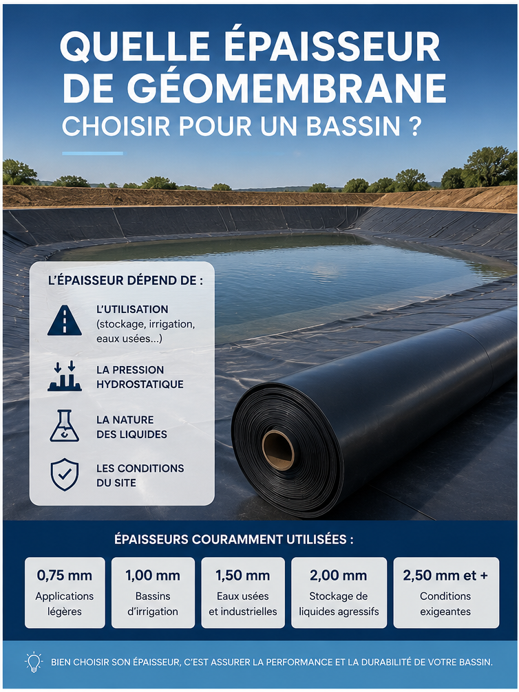 Quelle épaisseur de géomembrane choisir pour un bassin ?