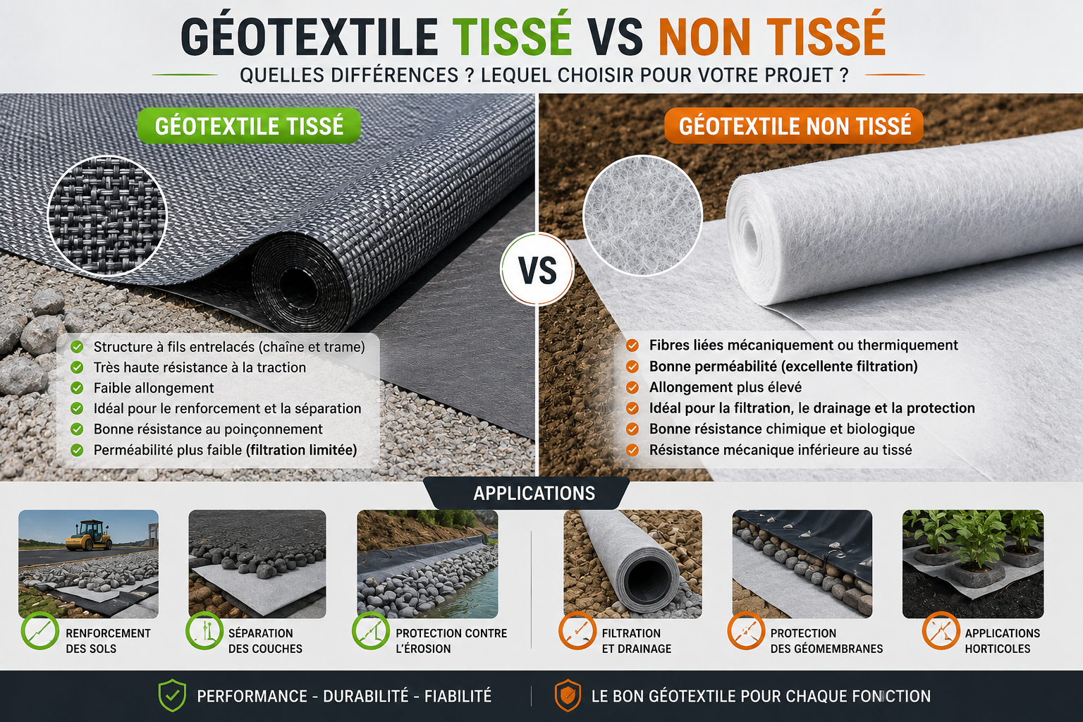 Différences entre géotextile tissé et non tissé expliqué par TEMAGRI