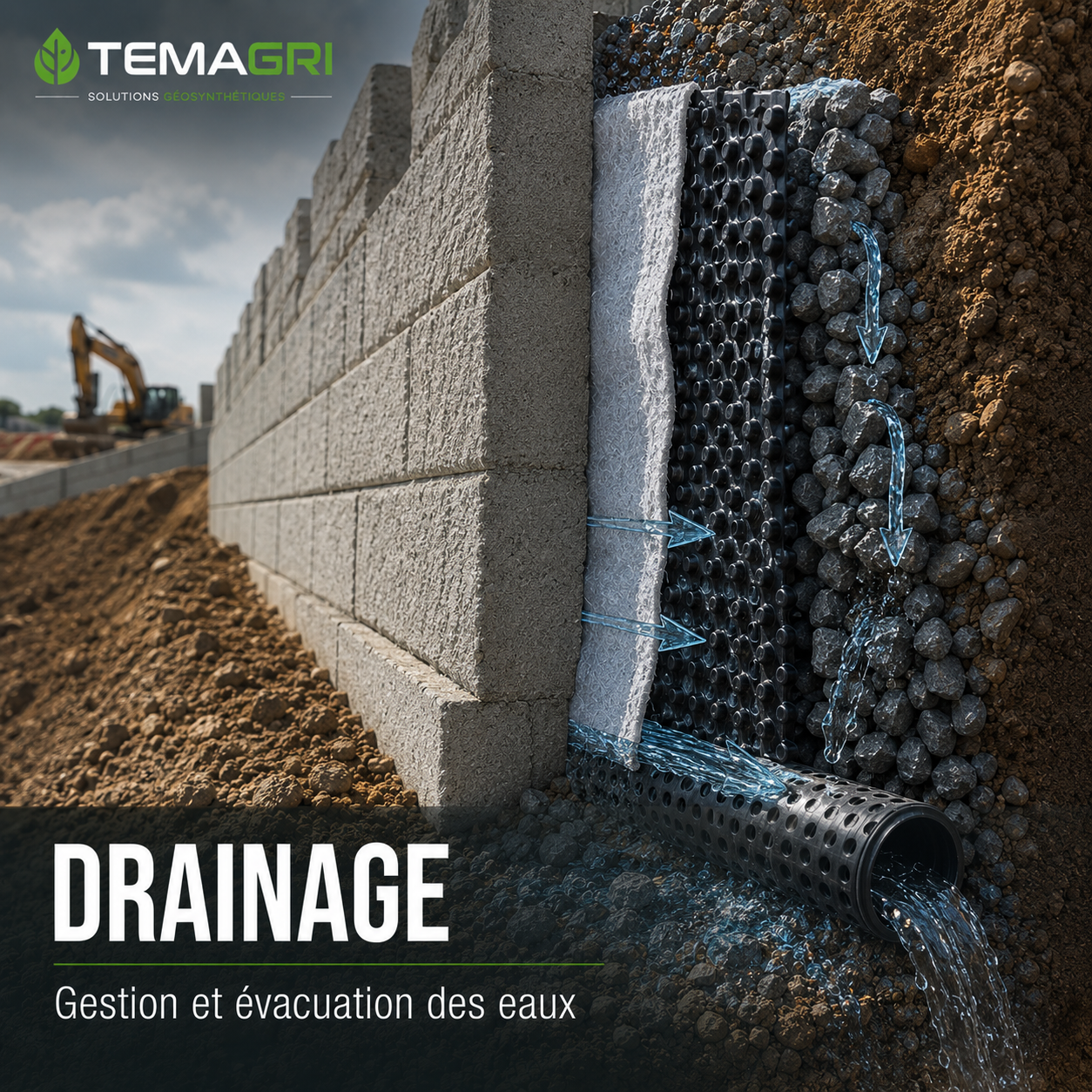 Solution drainage geosynthetiques TEMAGRI